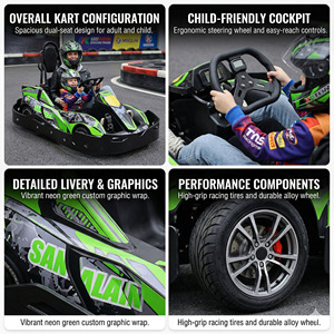 Voiture de karting 24V 20Ah pour adultes et enfants, double siège, 48 km/h, parc d'attractions extérieur parent-enfant - Product Image 2