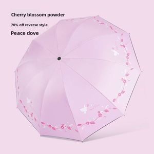 Parapluie pliant manuel minimaliste, revêtement en caoutchouc noir, 10 baleines renforcées, imperméable, protection solaire, pour jardin - Product Image 1