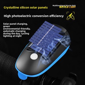 Lumière de <span class=keywords><strong>vélo</strong></span> solaire ABS, <span class=keywords><strong>klaxon</strong></span> 120 dB, phare de <span class=keywords><strong>vélo</strong></span> LED rechargeable, étanche IPX4, haute visibilité, sécurité pour la conduite nocturne - Product Image 3
