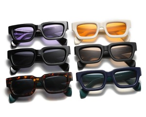 Qsky kính mát mới 2023 cổ điển cao cấp dày Khung kính mát nhỏ colourful khung vuông UV400 kính mặt trời Shades - Product Image 2