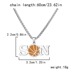 Europäisch-Amerikanische Edelstahl Sportliche Kugel-Buchstaben Epoxidharz Gliederkette Halskette Baseball-Anhänger Geschenk - Product Image 6