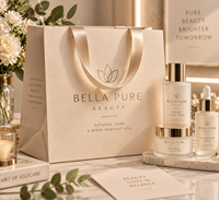 Sacs de shopping cosmétiques en papier couché recyclable personnalisés avec fermeture magnétique, poignées en ruban, impression sérigraphique pour les marques de beauté