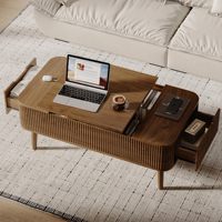 Table basse moderne avec compartiment caché, tables centrales avec plateau relevable et 2 tiroirs de rangement