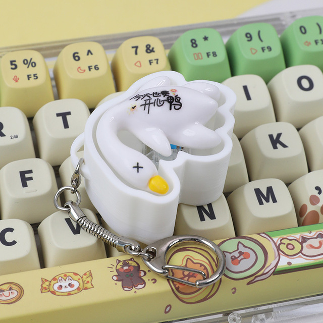 Customizable White 3D Printed Duck Keycap Handmade Painted Design for Stress Relief Fun Pop Fidget Press Toys Compatible Major
