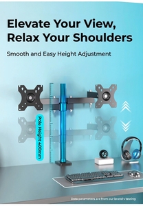 Soporte de Escritorio para Dos Monitores de 14-27 Pulgadas, Soporte para Pantalla <span class=keywords><strong>Doble</strong></span>, Cada Pantalla Soporta 8 kg, Movimiento Completo de 360 Grados °   Girar ±45° °   Inclinación - Product Image 3