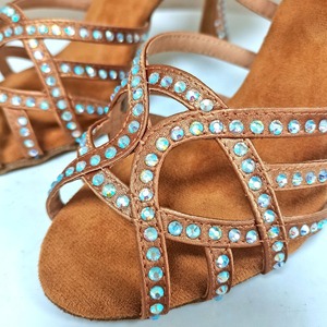 Chaussures <span class=keywords><strong>de</strong></span> danse salsa pour femmes adultes, talons hauts, semelle souple, dessus en satin, semelle extérieure en cuir véritable, chaussures <span class=keywords><strong>de</strong></span> sport d'intérieur pour la performance - Product Image 2
