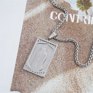Collana senza appannamento senza sbiadimento medaglia vergine maria in acciaio inox piazza spagnola Bibbia del signore versetto collana di nostra signora Guadalupe - Product Image 2