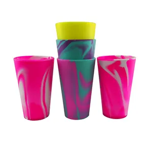 Vaso de silicona para lavavajillas de grado alimenticio, 16oz, inastillable, reutilizable, duradero