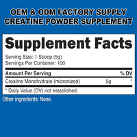 Poudre de créatine pure OEM 500g, croissance musculaire maigre, créatine monohydrate micronisée, sans saveur, suppléments pré-entraînement
