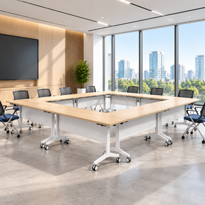 Scrivania Pieghevole per Ufficio con Piano Richiudibile e Struttura di Archiviazione Integrata per Progetti Commerciali e Sale Formazione - Product Image 3