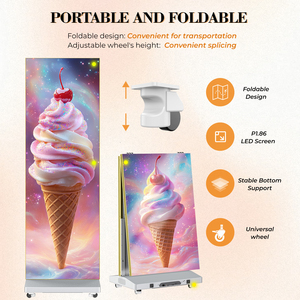 MWE USA magazzino 80 pollici P1.86 GOB pieghevole portatile Wireless LED Poster Digital Signage con CMS per l'affitto di eventi espositivi - Product Image 2