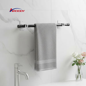 ARODDY Barre de tension murale autoportante moderne <span class=keywords><strong>sans</strong></span> <span class=keywords><strong>vis</strong></span> réglable de 0,5 à 1,6 m, porte-serviettes noir avec fonction de nettoyage facile - Product Image 1