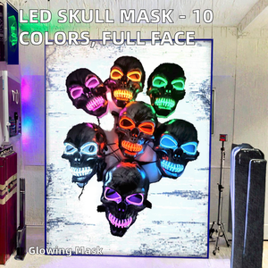Großhandel PVC Totenkopf Vollgesichtsmaske Leuchtende LED Halloween Cosplay Horror 10 Einzelfarben für Party Leuchtende Halloween-Maske - Product Image 3