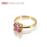 Bague de fiançailles solitaire GIGAJEWE en or massif 9K 14K 18K avec moissanite rose taille trèfle 1,2 ct 7 mm