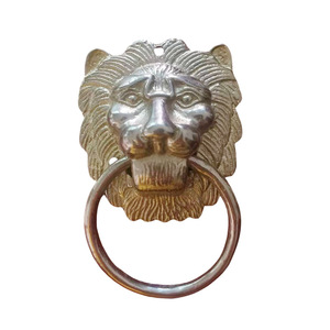 Timbre de puerta con cabeza de león Yl, color latón, material de cobre, 5cm/7cm, para decoración de superficies de manijas de puertas de madera - Product Image 2