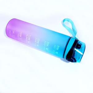 Modern portable fitness aesthetic drinking reusable sport plastic water bottle with time marker
