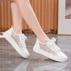 Summer Lace Mesh Sneakers, Light White Canvas Shoes for Women, Breathable Platform Sneakers - Product Image 3
