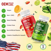 Gummies de fruits et légumes superaliments en gros, bien-être général, bonbons vitaminés sans sucre, 60 unités pour adultes