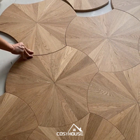 Plancher de blocs de bois de chêne à grain d'extrémité coupe croisée motif d'anneau annuel parquet artisanal pour appartement de villa de luxe et intérieur