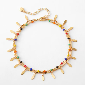 Bohemian Style 18K <b>Gold</b> Plated Brass Multi-Layer Drop Flexible Chain <b>Anklet</b> Rare Foot Jewelry for Beach Vacation Gift - Product Image 6