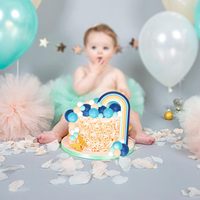 Blaue Regenbogen-Kuchendekoration Mini-Kugeln Dunkelblau Beige Kuchendekoration für Geburtstag Babyparty Partydekoration Zubehör