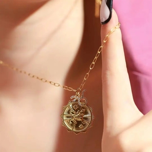 Collar <span class=keywords><strong>de</strong></span> Ópalo Girasol que no se desvanece, con los Doce Signos del Zodíaco, Runas Retro Vintage y Colgante <span class=keywords><strong>de</strong></span> Ópalo Luna Nueva - Product Image 4