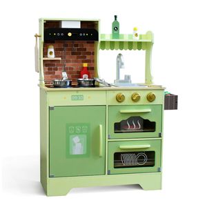 Set di Giocattoli Cucina in Legno Verde per Bambini, Gioco Educativo di Cucina, Giocattolo Interattivo Genitore-Figlio per lo Sviluppo Mentale - Product Image 5