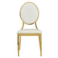 Chaise de mariage extérieure moderne, nouveau design 2025, avec dossier ovale, en métal doré, empilable et imperméable, portable pour hôtels et salons