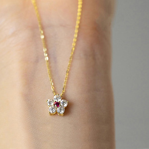 Collana con Ciondolo a Fiore di Prugna in Cristallo Rosso per Donne, Catena Scintillante per Clavicola, Gioielli alla Moda - Product Image 2