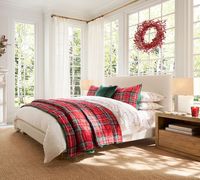 Lit King Size en Bois Massif Rembourré Style Européen avec Tête de Lit en Tissu Doux, Certifié CE, Structure Robuste pour Chambre à Coucher
