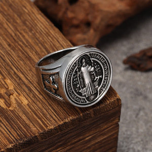 Anillo de Aleación para Hombre, Diseño Cruzado, Dos Tonos Plateados, Estilo Retro Europeo Americano, Joyería de Regalo Personalizada - Product Image 4
