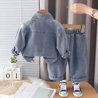 Nouvelle Collection 2026 : Ensemble Deux Pièces Garçon Style Coréen Tendance Automne-Printemps – Haut en Jean Demi-Zip et Pantalon