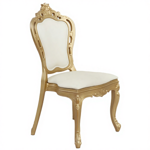 Chaise Trône Louis Dorée King's, dossier haut, design moderne, élégante et luxueuse, en plastique, pour hôtel et banquet, avec coussin interchangeable - Product Image 1