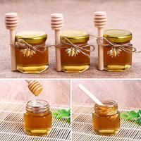 Pot à miel de 45 ml, mini pots à miel de 3 oz, pot à miel élégant en verre avec couvercle doré, idéal pour les cadeaux de mariage