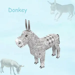 Nosto Hai Hoạt Động Trong Một Nghệ Thuật & Thủ Công Thiết Lập Màu Puzzle 3D Animal Donkey Để Xây Dựng & Màu Sắc