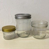 Tarro de cristal Mason de 8 oz (medio litro) con boca regular y cónica, acabado 70 450, para conservas, almacenamiento en despensa, mermelada, jalea y encurtidos.