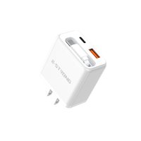 Chargeur rapide USB-C GaN 35W avec câble Type-C rétractable PD 3.0 Adaptateur électrique universel pour ordinateurs portables et appareils mobiles