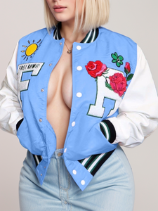 Personnalisé décontracté Chic vêtements vestes 2024 nouveau Pu cuir manches Jersey universitaire femmes Streetwear broderie Baseball <span class=keywords><strong>veste</strong></span> - Product Image 2