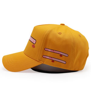 उच्च गुणवत्ता वाला सोना पीला कस्टम 5 पैनल मुद्रित लोगो बेसबॉल कैप - Product Image 3