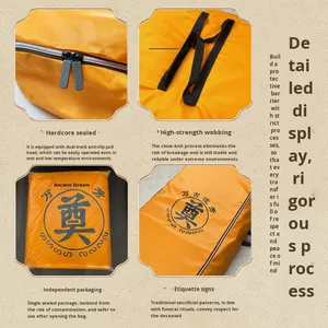 Ataúd Moderno Amarillo <span class=keywords><strong>Simple</strong></span> y Bolsa de Transporte para Cadáveres, Tela Oxford Extra Gruesa, Manta de Cremación Ignífuga para Servicios Funerarios - Product Image 3