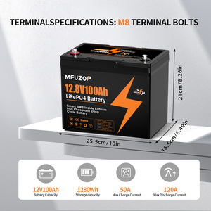 Bateria LiFePO4 MFUZOP 12V 100Ah 1280Wh Recarregável com BMS para Armazenamento de Energia Solar, RV, Barco - Product Image 6