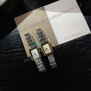 Nouvelle montre à quartz pour femme avec bracelet carré orné de pierres précieuses, bague et boucles d'oreilles – Ensemble de bijoux tendance pour femme - Product Image 4
