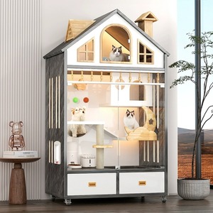 Hochwertiger, Anpassbarer Katzenraum für Innen, Kleine Größe, Einzigartige Vitrine, Katzenkäfig mit LED, Platzsparendes Katzenhaus mit Toilette für Zuhause - Product Image 1