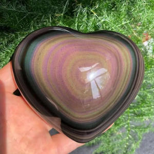 Wholesale Natural Rainbow Obsidian Heart/Teardrop <b>Ornament</b> Suitable for Home Decor Meditation and Holiday Gifts - Product Image 2