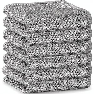 Chiffon de nettoyage en microfibre double couche avec fil argenté, réutilisable pour la cuisine, lot de 10, tendance - Product Image 1
