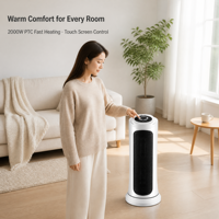 Radiateur soufflant 2000W avec télécommande, écran tactile, chauffage céramique PTC, effet cheminée, humidificateur