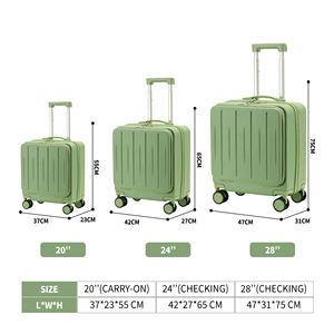 <span class=keywords><strong>Valise</strong></span> de coffre personnalisée OEM Bagages à coque dure avec fermeture éclair supérieure Bagages en cabine vert 18 pouces pour cadeau d'entreprise - Product Image 5