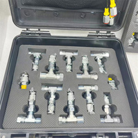 Universal Pressure Gauge Measuring Instrumentst Hydraulic Pressure Gauge Kit with 6 Test Couplings 3 Pressure Gauges With Tee