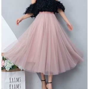 <span class=keywords><strong>Jupe</strong></span> longue plissée en <span class=keywords><strong>tulle</strong></span> d'été pour femmes <span class=keywords><strong>Jupe</strong></span> décontractée à taille élastique pour filles coréennes Doublure à gros ourlet - Product Image 1