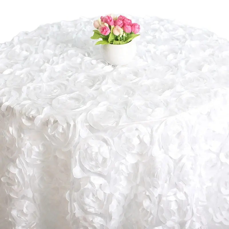Mantel redondo de poliéster para mesa de comedor de boda, decoración de restaurante, mantel de roseta